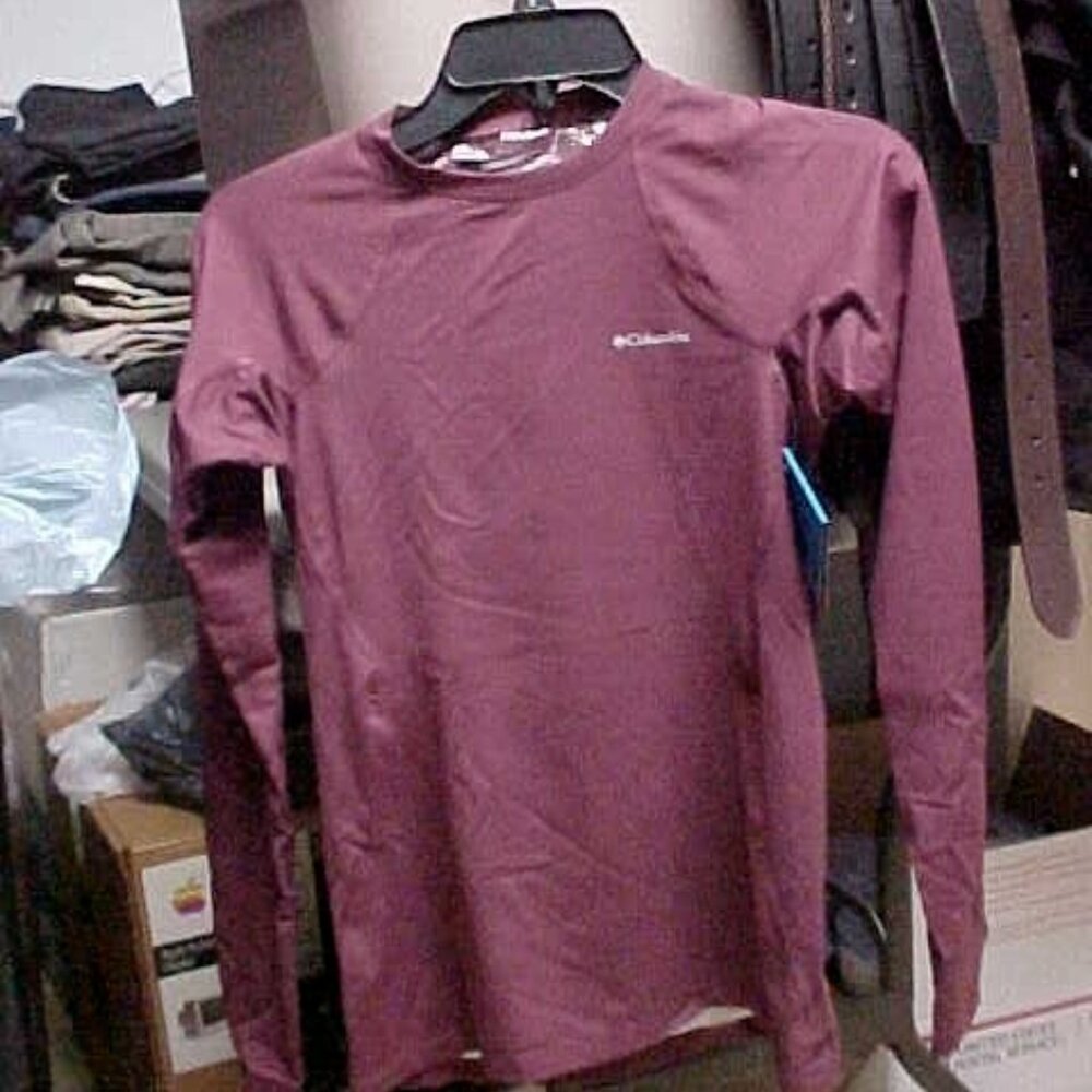 columbia womens burgandy reflective long sleeve tee shirt size small